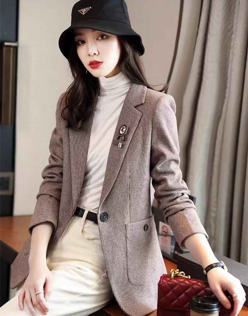 ブレザー スーツ レディース 40代 50代 長袖テーラードジャケット 細身 オシャレスーツ チェック柄ブレザー 韓国風 オフィス 秋服 30代アウター 着痩せ 通勤OL 4,842円