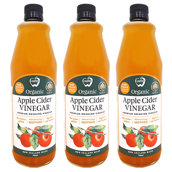 アップルサイダービネガー 純りんご酢 750ml　3本セット 有機JAS認定 無添加 非加熱 オーク樽熟成 砂糖不使用