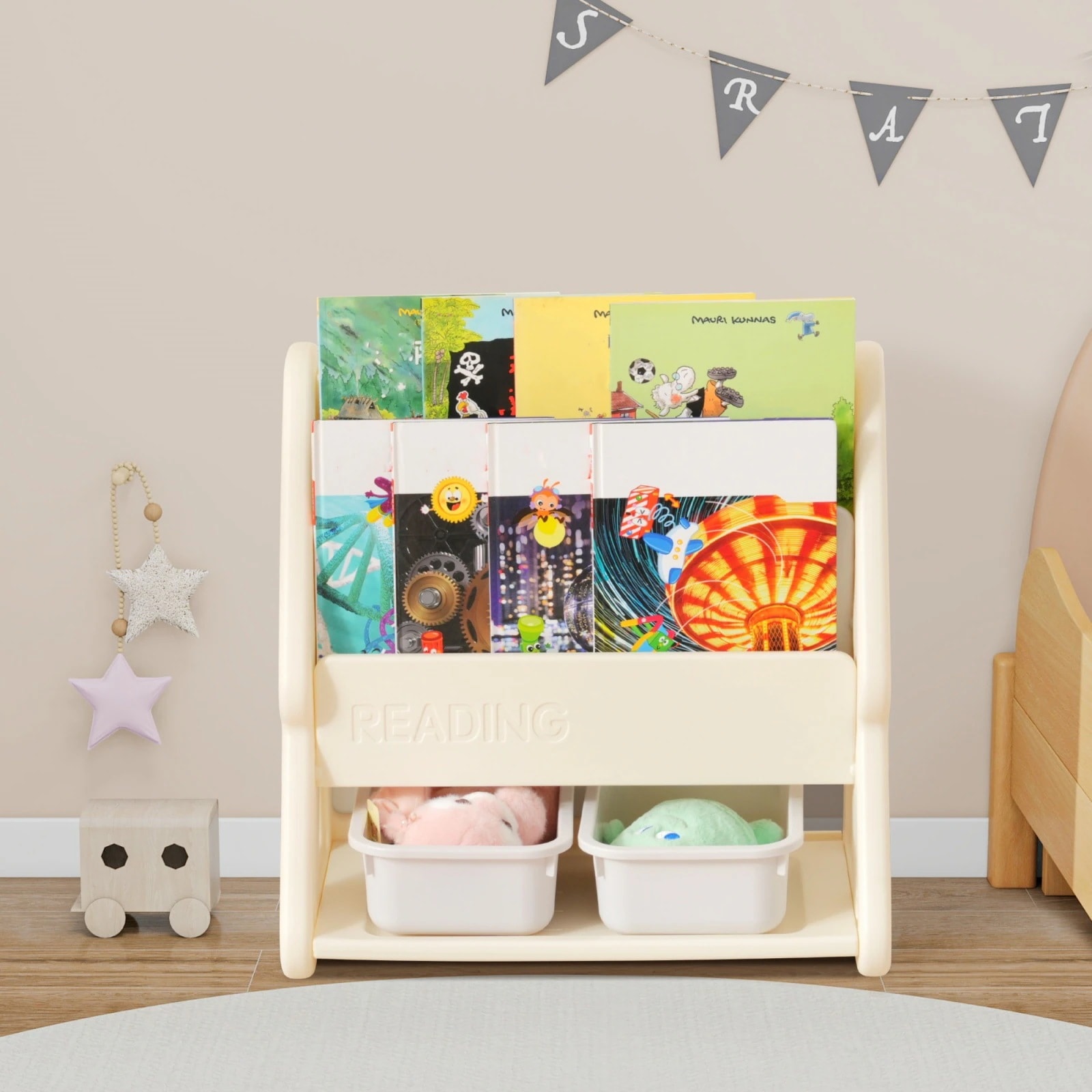 絵本ラック 絵本棚 大容量 可動式ホワイトボード 本棚 収納ラック 多機能 おもちゃ収納 収納ボックス 子供部屋 収納ケース 子ども用 家具 キッズ 日本国内出荷 3日で配達DJYC202