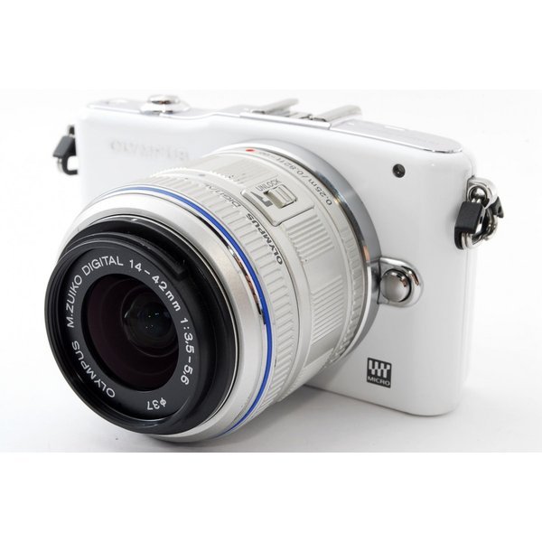 【中古】オリンパス OLYMPUS E-PM1 ホワイト レンズキット 美品 SDカード付 23,616円