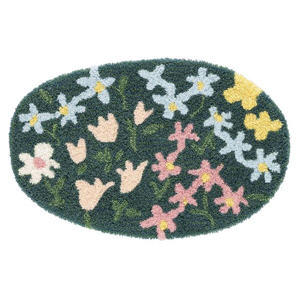 スミノエ デザインライフ オハナバタケマット/玄関マット 約幅45x長さ70cm グリーン