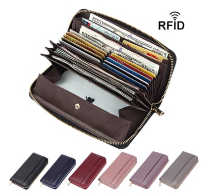 スキミング防止！　クラッチバッグ 財布 ウォレット お財布 コインケース 小銭入れ カードケース IC 長財布 ラウンドファスナー ラウンドジップ 革 レザー 牛革 お札を折らない bk0341