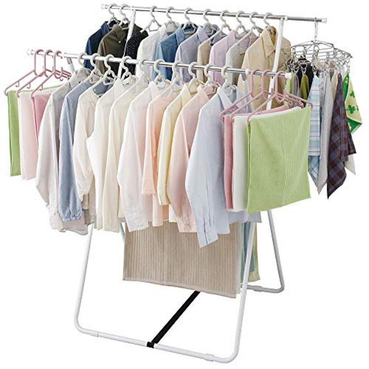 洗濯物干し 室内物干し 布団干し 約4人用 伸縮タイプ 折りたためる 幅99~142cm SLM-990XR