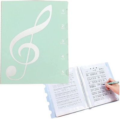 他サイト： morytrade 楽譜ファイル 譜面ファイル 書き込める 書き込み A4 40枚対応 2面 見開き 反射防止( 緑)の商品画像