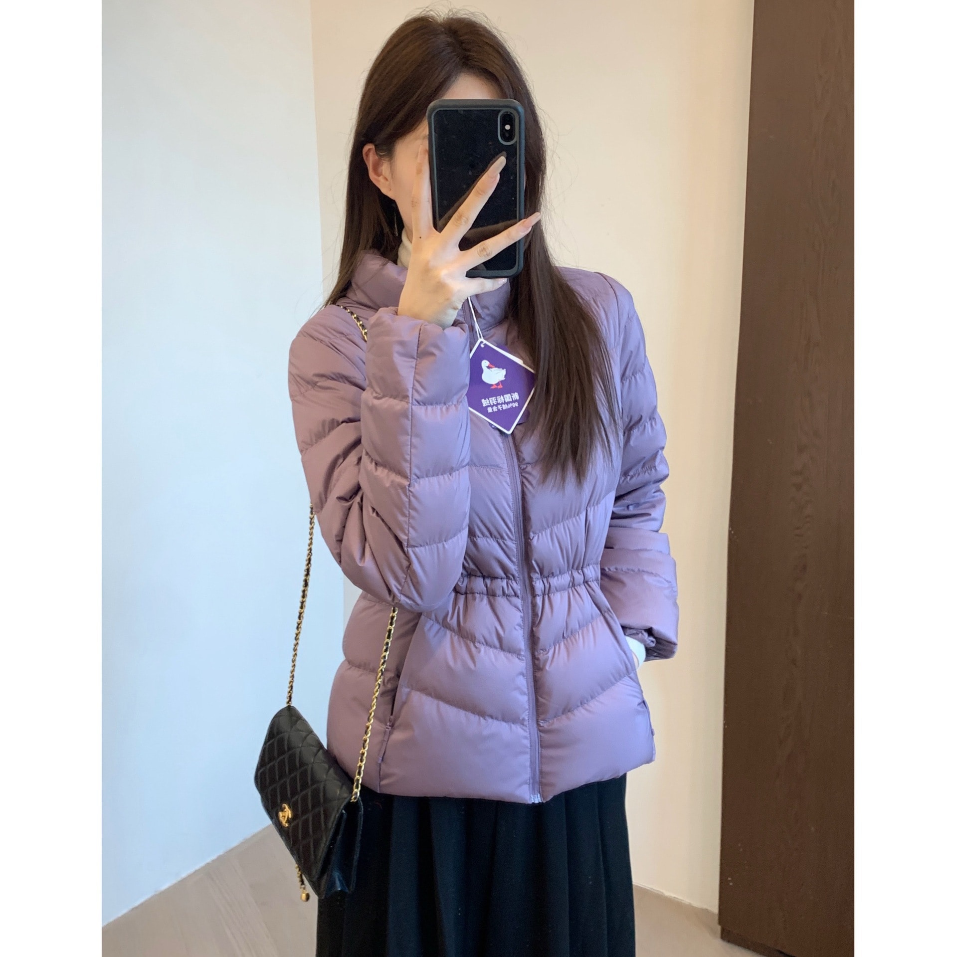 カジュアルまたはエレガントな 90% ホワイトダックダウンふわふわ 3 プルーフウエスト絞り取り外し可能なフード付きダウンジャケット F101221