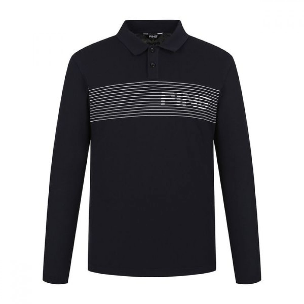 [ping] メンズラインロゴカラーロングスリーブTシャツ