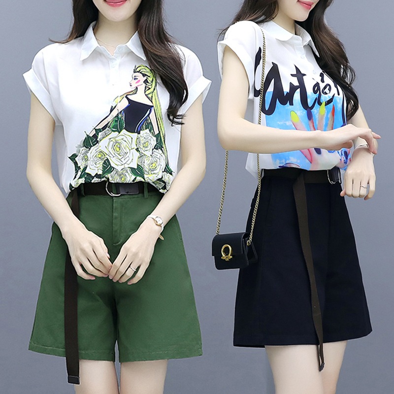 セットアップ トップス ボトムス ブラウス ショートパンツ ショート ショート丈 フレンチスリーブ 襟付き ベルト 上下セット 2点セット かわいい 大人可愛い きれいめ シンプル カジュアル