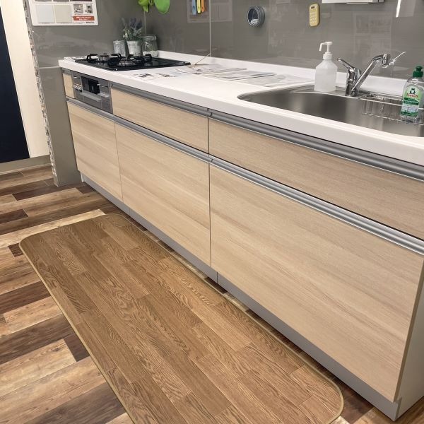 キッチンマット 約60cmx約180cm ブラウン フローリング クッションフロア CF ラグ 抗菌 防カビ さらっと加工 ペット マット