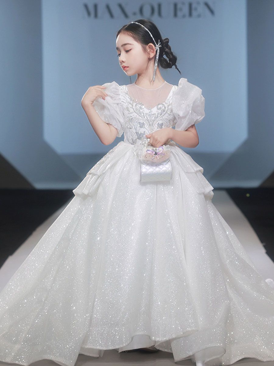 子供ドレス プリンセスドレス 女の子ふわふわガーゼ フラワーガール ホスト ピアノ演奏