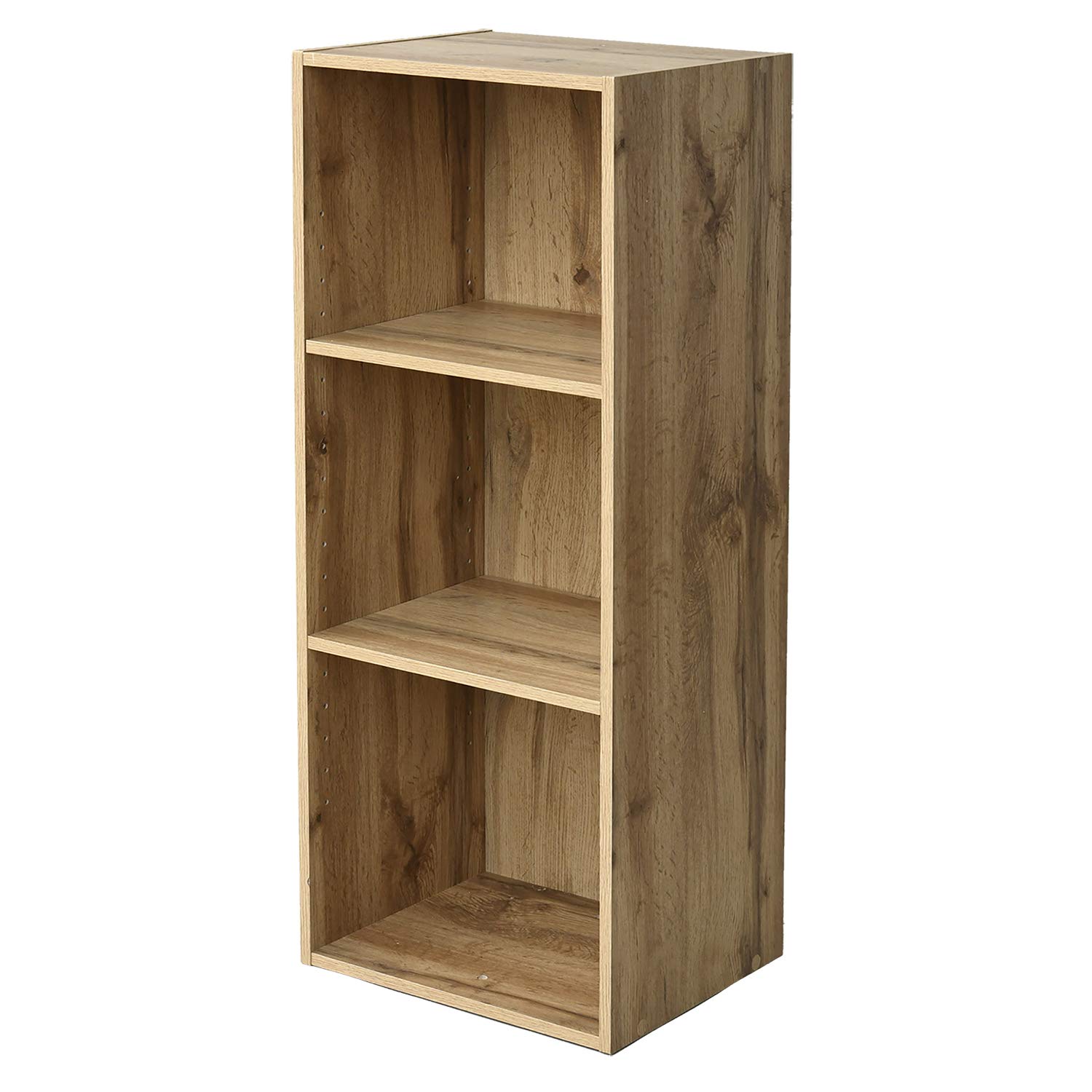 [山善] ラック (スリム) 幅35 3段 A4対応 隙間収納 (棚板の高さが変えられる/6段まで積み重ねられる) 棚 スリムユニット 組立品 (オーク) SLU-90353(OAK)