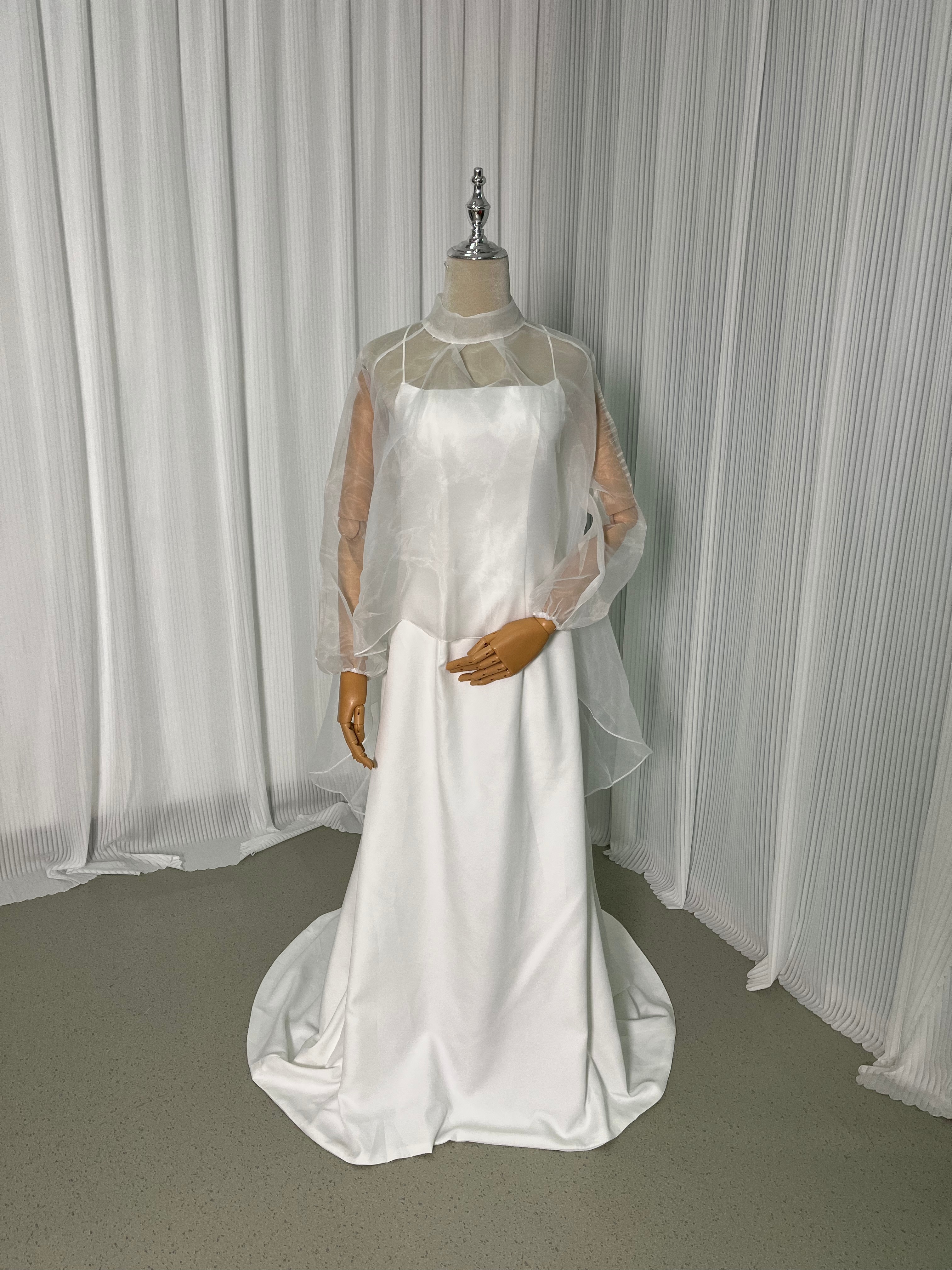 パーティードレス 2ways トップス シースルー袖 ふわふわ袖 妊婦 マット生地 前撮り 二次会 29,593円