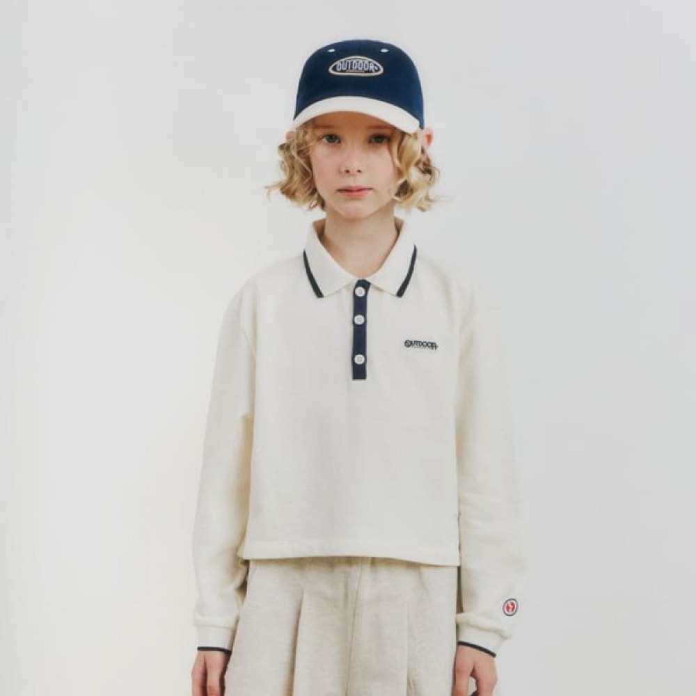 アウトドアプロダクツ キッズ 女の子 セミクロップカラーTシャツ (アイボリー) OD251ILC71_IVY