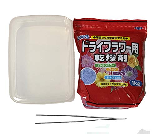 豊田化工 シリカゲル ドライフラワー用 乾燥剤 1kg * ロングピンセット * 容器 セット (1