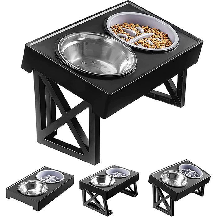 【最新モデル登場!!】短納期犬 食器 食器台 ペット ボウル 餌入れ 餌台 スタンド付き 3段階 高さ調節可能 小型 中型 大型犬 猫用 ペットボウル 溢れ止め 水入れ 折り畳んで収納 洗いやすい