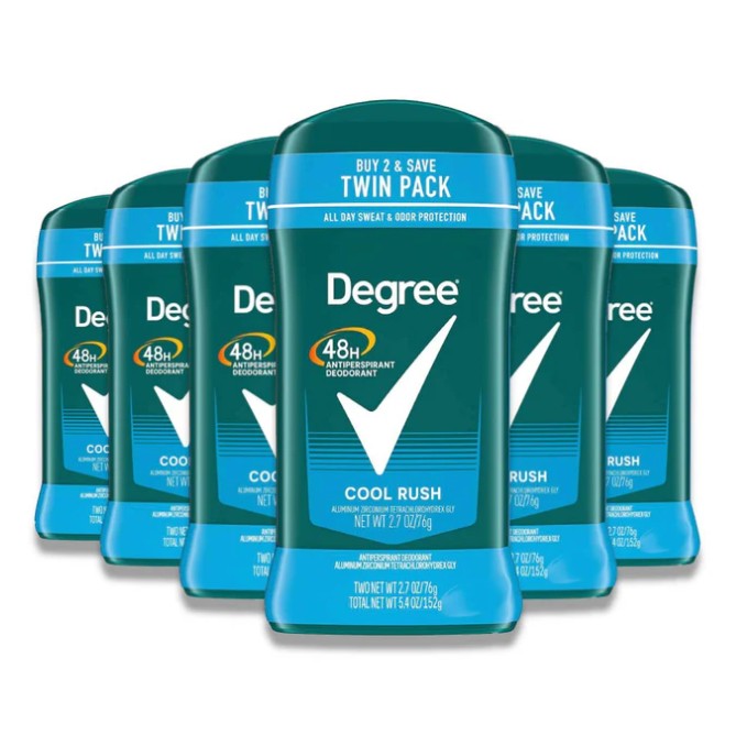 Degree Antiperspirant Deodorant 48-Hs Cool Rush for Men 2.7 oz (Twin Pack) - 6 Pack