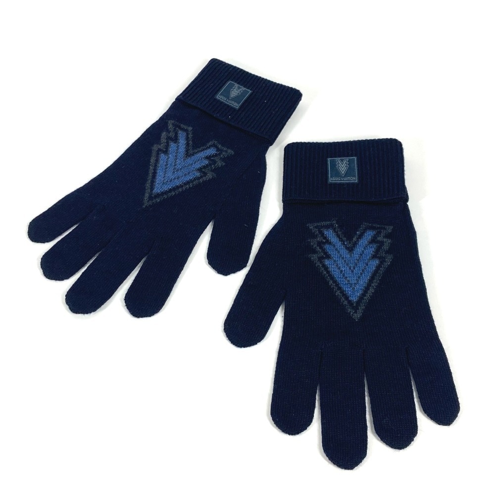 手袋 M70000 ロゴ グローブ トリプルV ウール ネイビー
