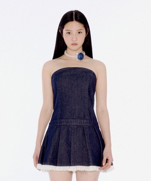 YOUHEE DENIM TUBE TOP DRESS BLUE YHOPEB003BL