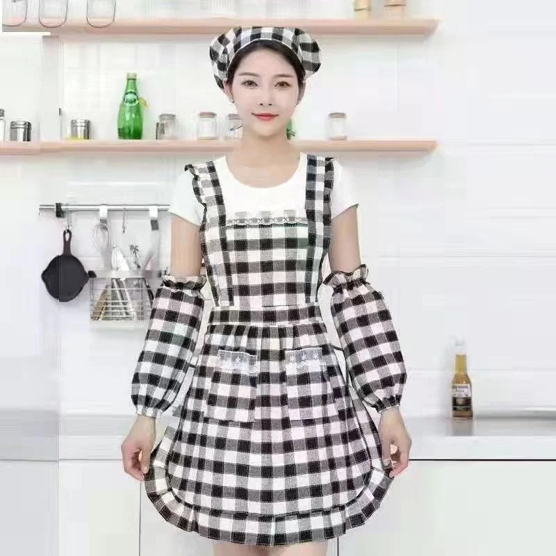 プリンセススカートエプロンホームキッチン通気性ウエスタンスリーブ耐油作業服女性夏の新ファッションエプロン女性