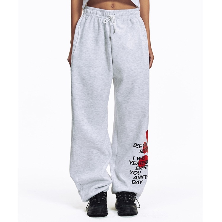FIGURE MIXED WORDS SWEATPANTS - WHITE MELANGE