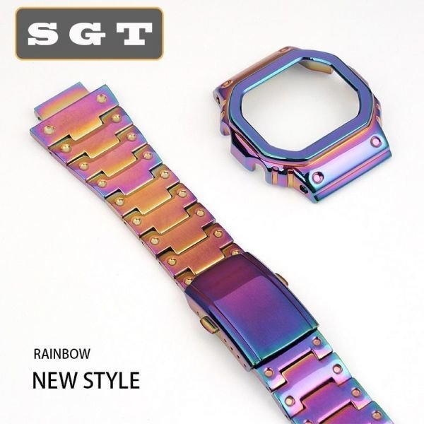 即納可能【セール中】10-626 G-SHOCK ジーショック カスタム用 玉虫色 カラフル 5600 5610ケースベルトセット時計