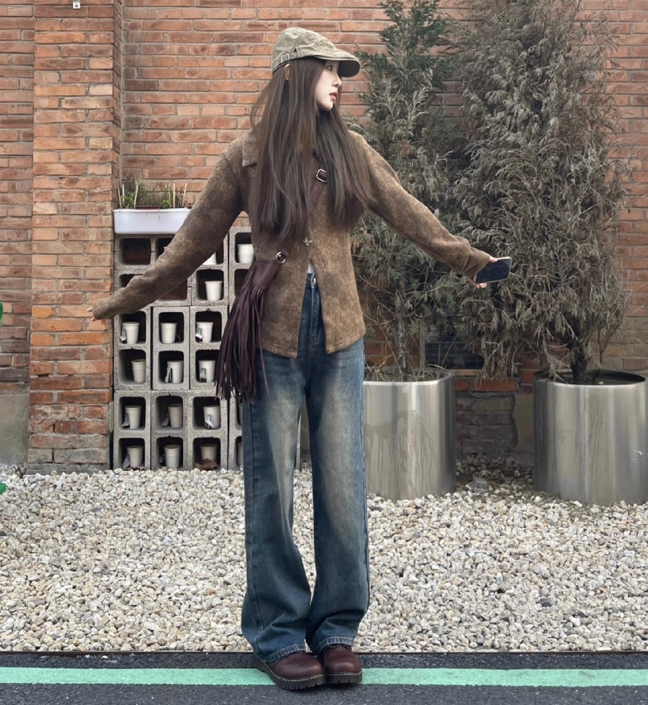 レトロ ニット ジャケット 蝶ボタン カーディガン 韓国 ストリート 無地 ミディアム パーティースタイル ホームパーティーアイテム ビジュー オフィススタイル エレガントスタイル