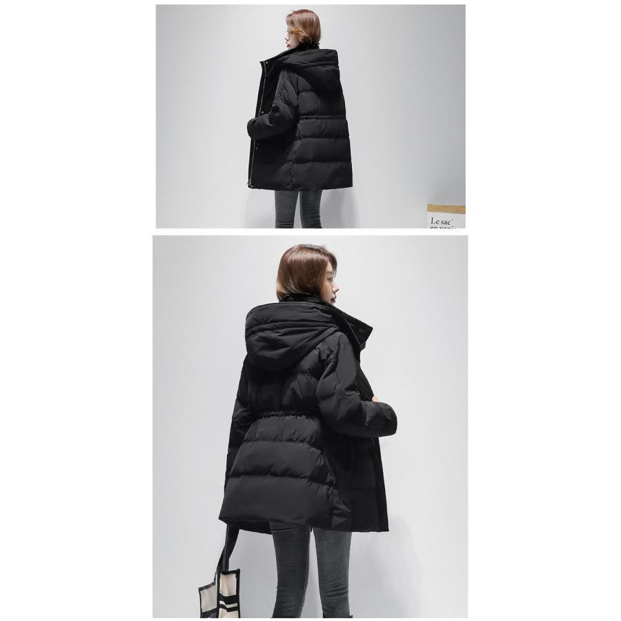 ダウンコート レディース フード付き ダウンジャケット アウター 厚手 コート 秋 冬 中綿 ミディアム カジュアル 防寒 冬服 通勤 中綿ジャケット キレイ