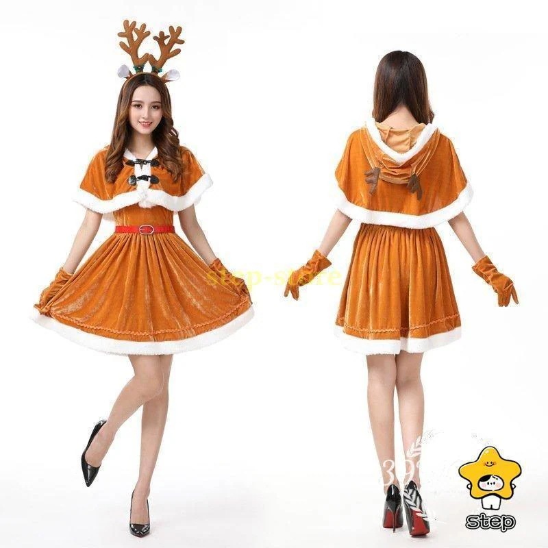 クリスマス 衣装 トナカイ サンタ コスプレ 衣装 コスチューム 鹿 レディース 女性用 仮装 サンタクロース クリスマス 着ぐるみ かぶりも