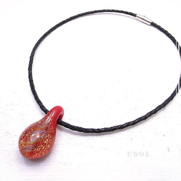 レッド 赤 ガラスレース とんぼ玉 ネックレス アクセサリー 作家 ハンドメイド //ガラスアート COOL