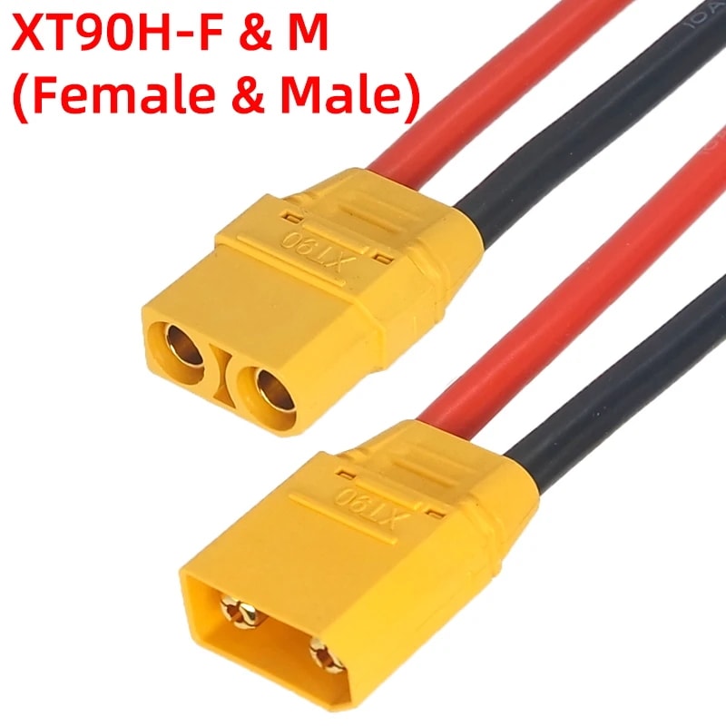 男性と女性のドッキングコネクタxt90 uav lioバッテリーxt90hプラグ10cm20cm30cm40cm50cm1m12awg10awgシリコンケーブル