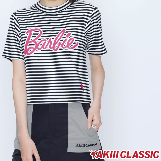 アキ クラシック Tシャツ レディース バービー ショートボーダー T-SHIRT 半袖 トップス コラボモデル ショート丈 アパレル しましま ウェア SAK-7771 ブ 5,387円