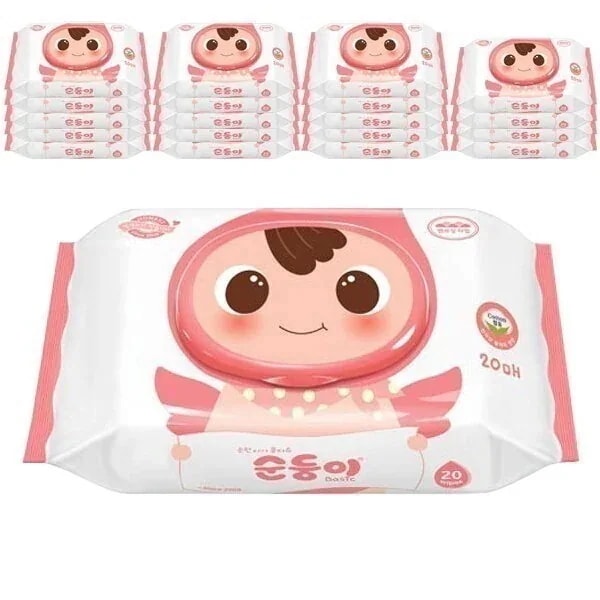 スンドゥンイ ベーシック 無香 エンボッシング 携帯用 ベビーウェットティッシュ 20枚x20パック 5,035円
