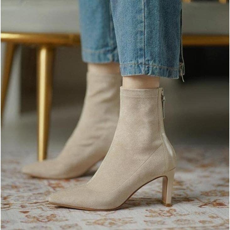 【本日のイベント】今買いたいが特売！走れるブーツ 痛くない 疲れない 韓国風ファッション 通勤靴 美脚 レディース ショートミドルブーツ ハイヒール 6cm台 身長アップ ショートブーツ