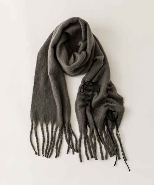 [最安値挑戦]ストール ドロストリボンブークレマフラー レディース