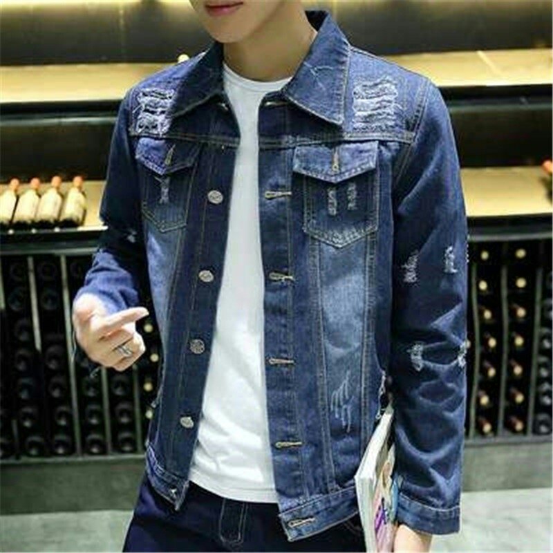 メンズデニムジャケット春のレトロファッションスタイリッシュな春秋メンズジャケット