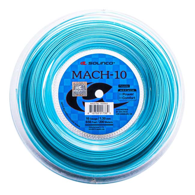 ソリンコ(SOLINCO) 2025 Mach-10 マッハ10 セルリアンブルー (1.15／1.20／1.25／1.30mm) 200mロール 硬式テニス ポリエステルガット(25y5m)