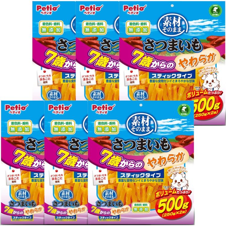 6個セット ペティオ 素材そのまま さつまいも 7歳からのやわらかスティックタイプ 犬用 500g おやつ