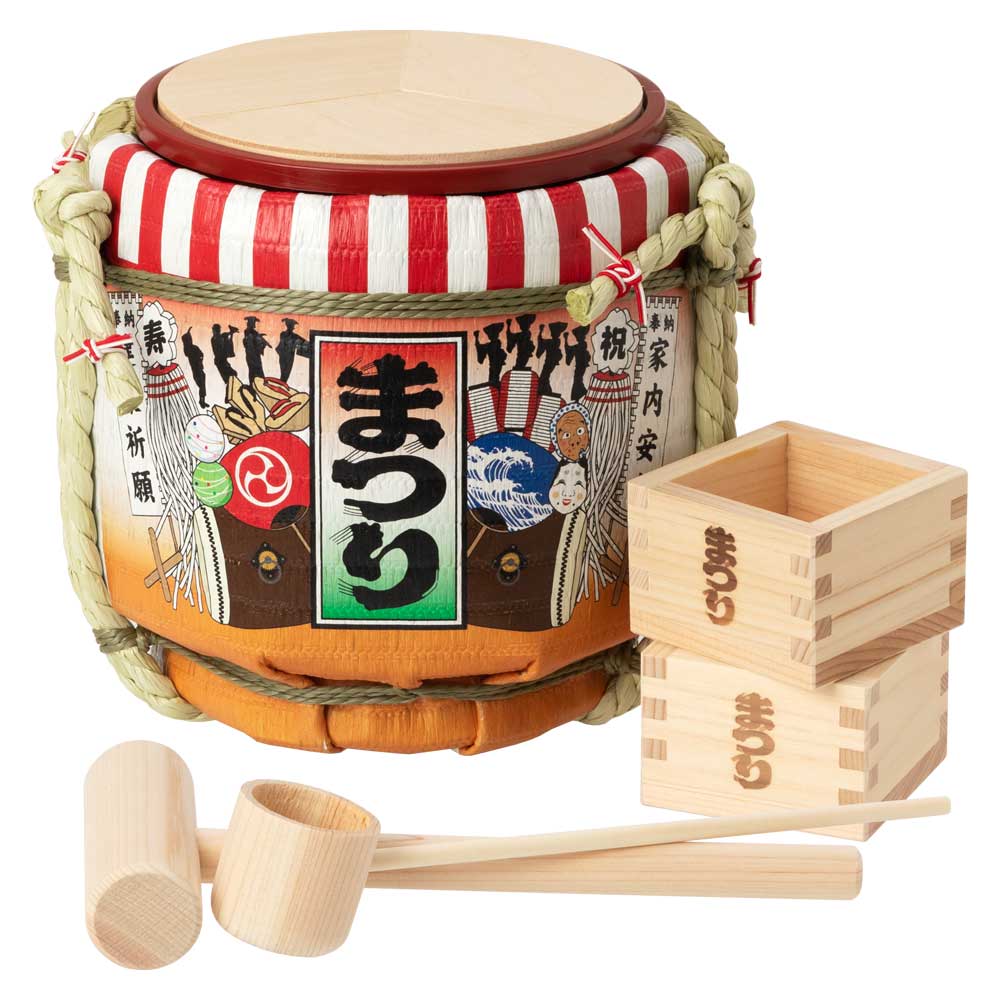 岸本吉二商店　ミニ鏡開きセット　菰樽　土産樽・まつり　5勺絵枡2個付き　マグネット式の鏡板で何度でも鏡開きが楽しめます　結婚披露宴　各種イベント　プレゼント　ギフト 8,109円