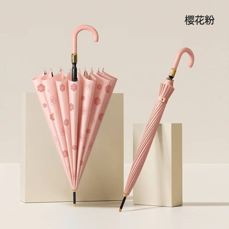 16本骨サニーアンブレラ長柄ストレートポール大型耐風学生傘水に濡れると花が咲きます