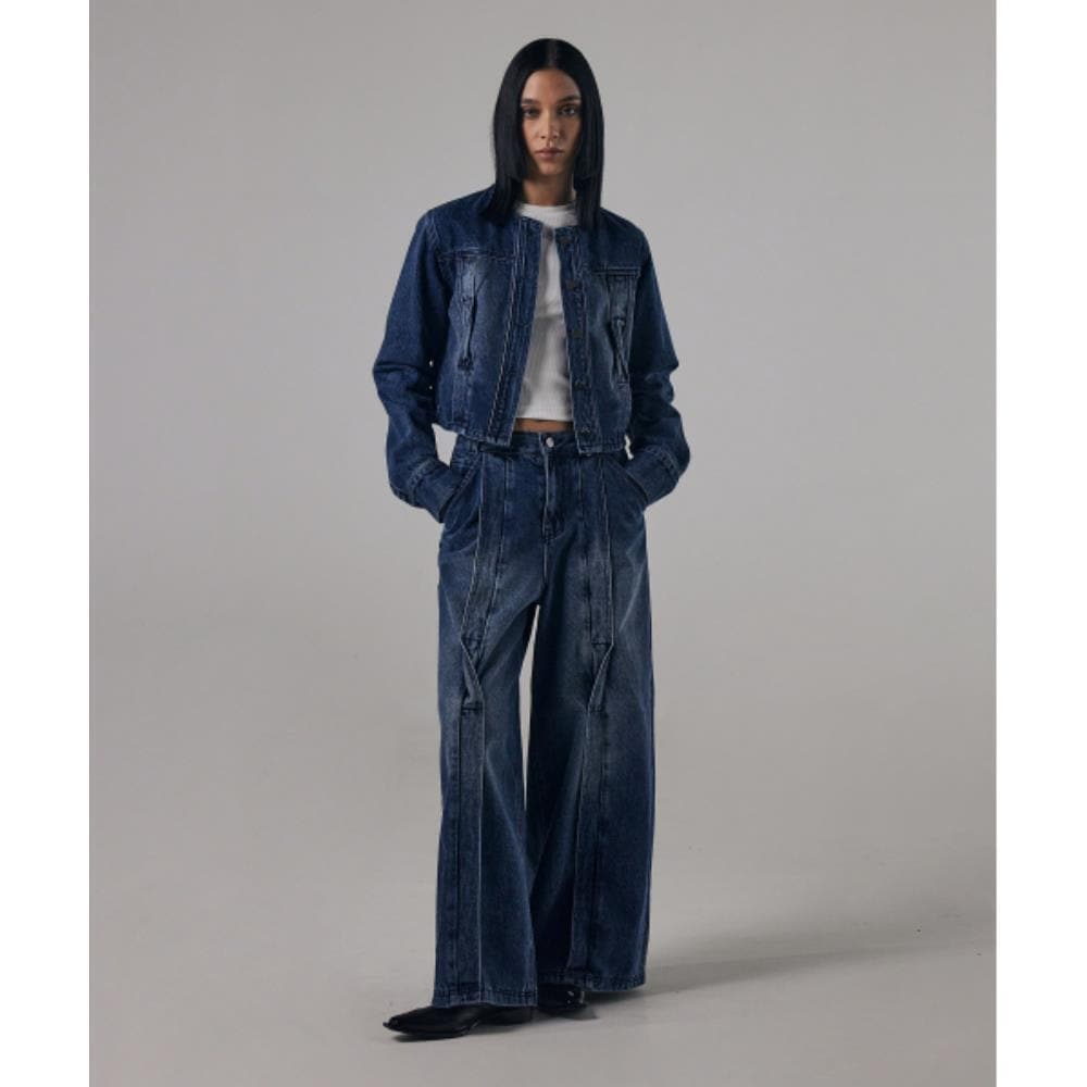 TREEMINGBIRD Twisted Wide Denim Setup Pants Blue TMB24