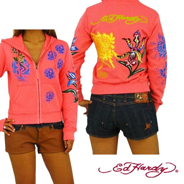 セール エドハーディー レディース パーカー 200種類の品揃え Ed Hardy 刺繍 エンブロイド ピンク エドハーディー 正規品 セレブ サファリ ファッション 雑誌 掲載 ブランド