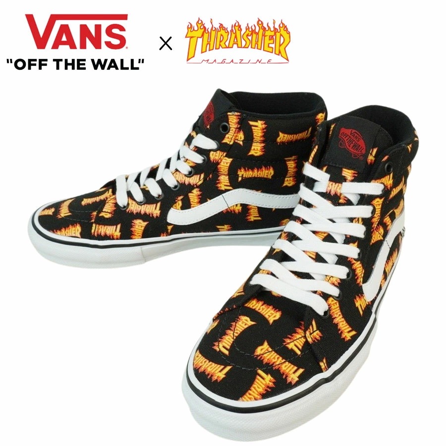 バンズ VANS ヴァンズSKATE SK8-HI スケート スケーターハイTHRASHER BLACK/MULTIスラッシャー ブラック/マルチメンズ レディ