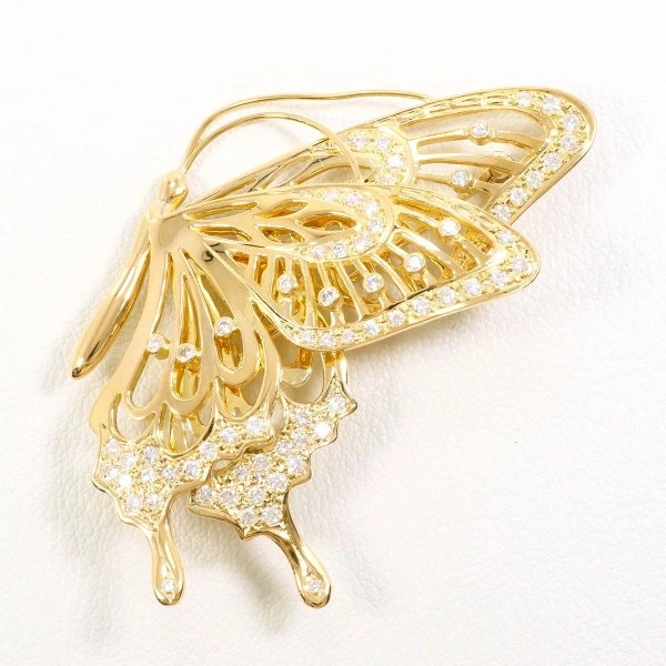 K18 18金 YG イエローゴールド ブローチ ダイヤ 0.88 カード鑑別書 ジュエリー 中古