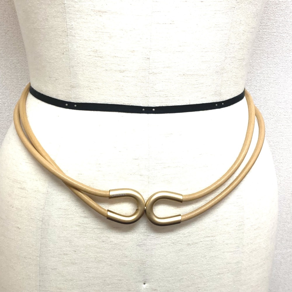 ベルト CC ココマーク 2重 レザー ブラウン