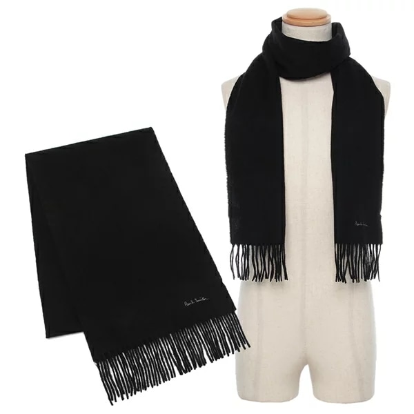 マフラー ロゴ フリンジ ブラック メンズ レディース ユニセックス PAUL SMITH M1A 933D AS04 79