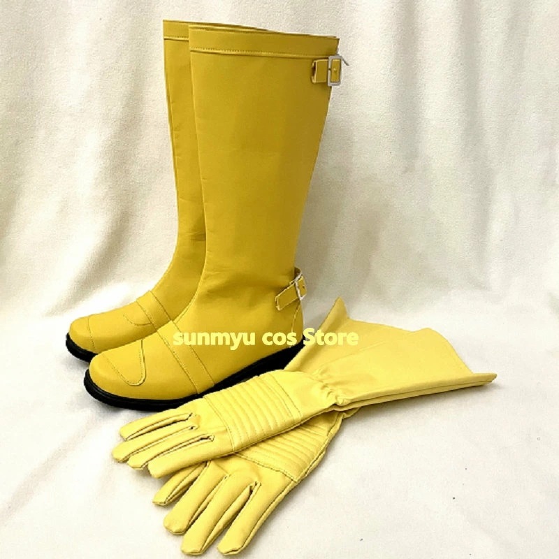 黄色靴＋グローブセット　イエロー手袋　オーダーサイズ　 コスプレ靴　道具　通用