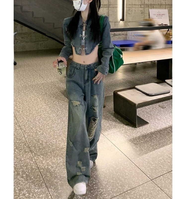 デニムパンツ女性 2025 新作 大きいサイズ ハイウエスト ゆったり ストレート 細め ワイドパンツ