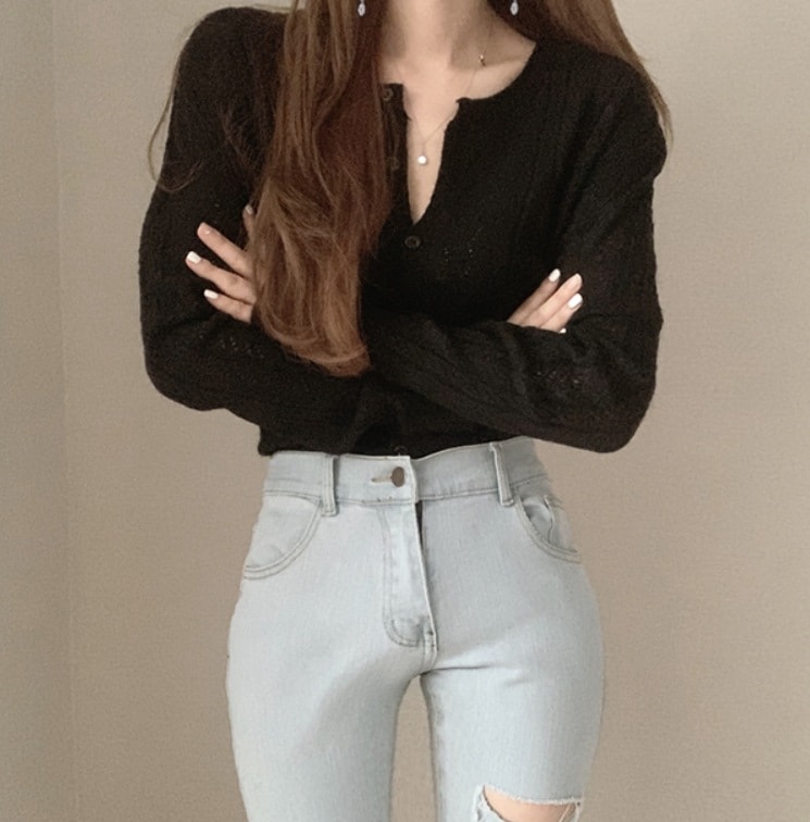トップス デート モテアイテム カーディガン 薄手 コットン ウール 前開き 可愛い きれいめ 上品 おしゃれ かっこいい 可愛い ラブリー キュート ガーリー クール モード系 セクシー