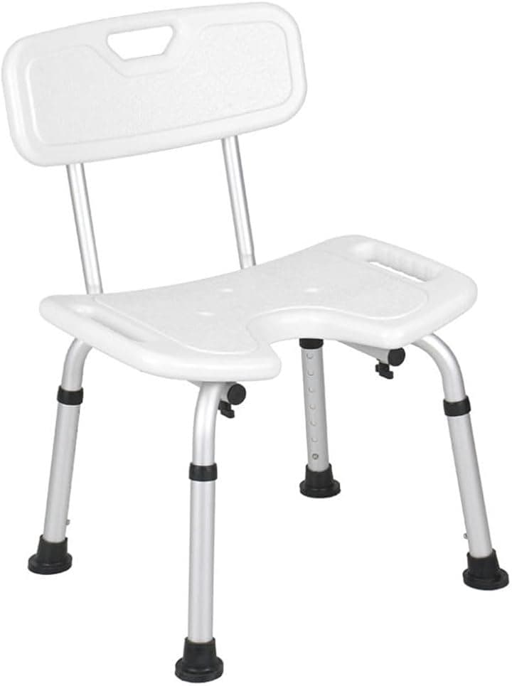 シャワーチェア お風呂椅子 U型座面 軽量 丈夫 高さ調節 アルミ製 滑り止め手すり 立ち上がり補助 ゴム足 転倒防止 介護用 入浴介助(ホワイト, 小) 6,856円