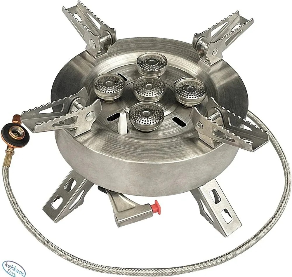 5つ火炎バーナー OD缶対応 キャンプストーブ ソロキャンプ バーナー圧電点火 収納ケース付き 5コア火炎ノズル90