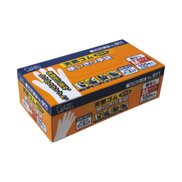 天然ゴム使い切り手袋 M ホワイト 1200枚（100枚x12箱）